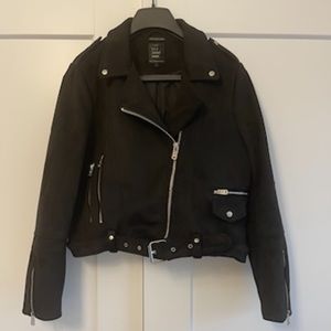 Zara XL Faux Suede/Suede effect Biker Jacket